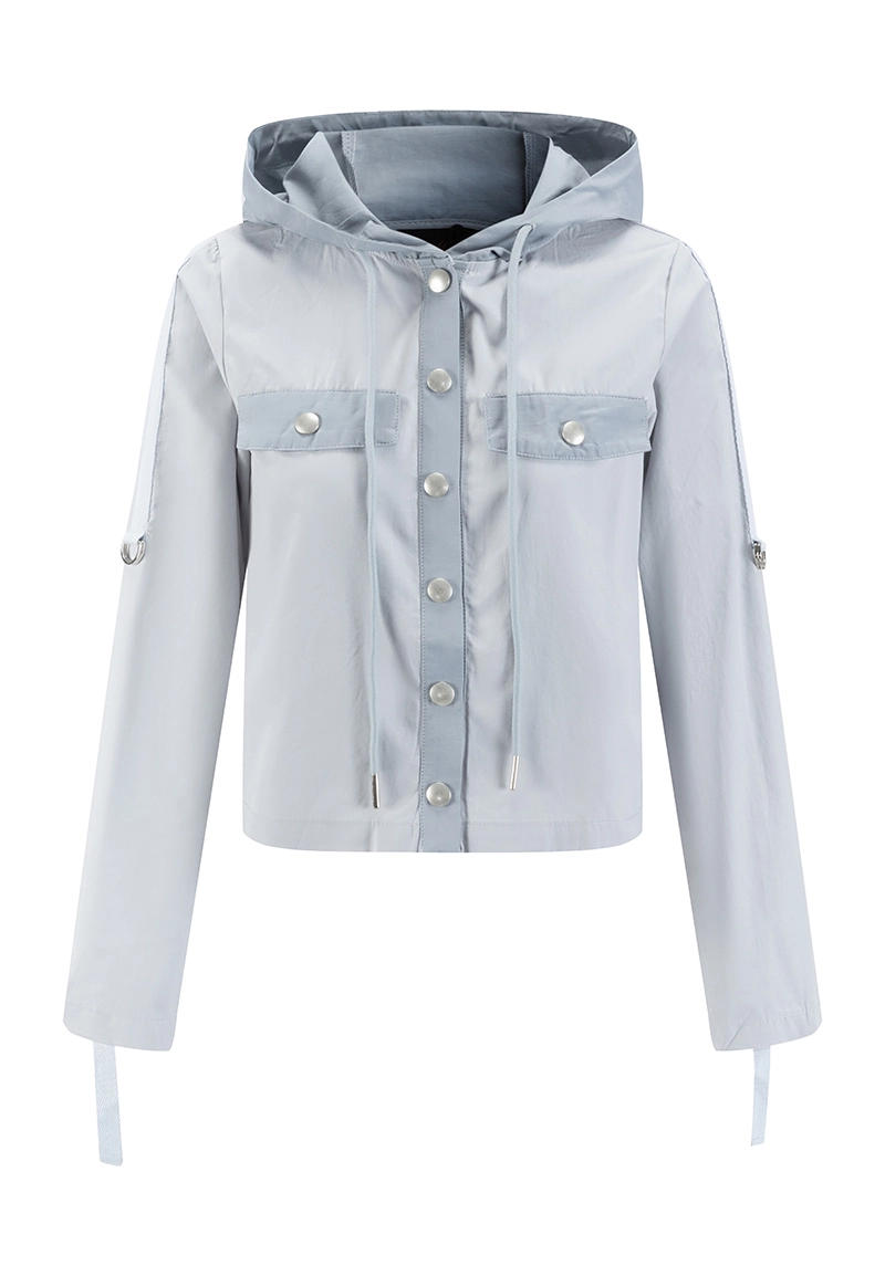 라이트 블루 크롭 후드 재킷 조절 가능한 후드 1