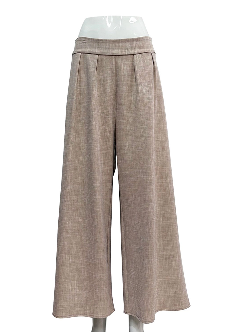 Beige Wide daily outfit Leg Trousers high-waisted design 1