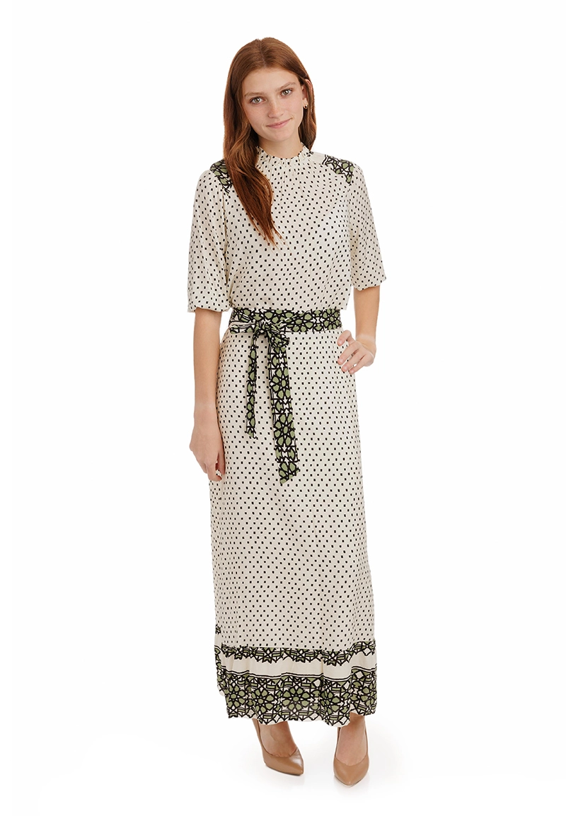 Women's Polka-Dot Waist Tie Skirt with Ruffled Hem 1