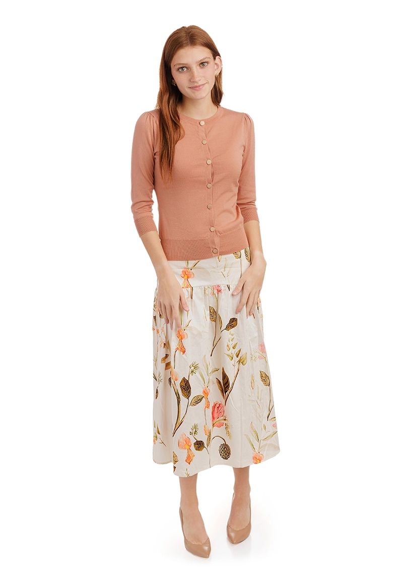 Women's Printed Dress with Curve Seam and gathering 1