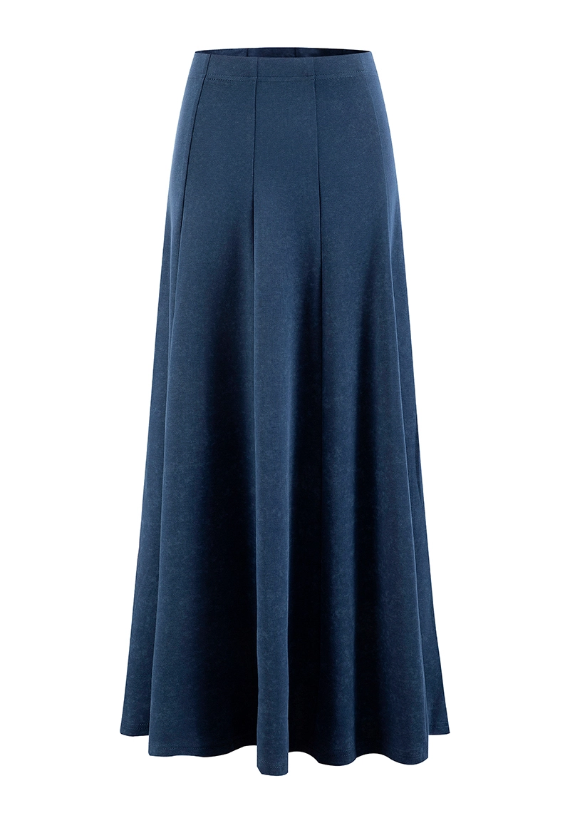 Women Navy Washed Knit Long Skirt Vepeen Apparel 1