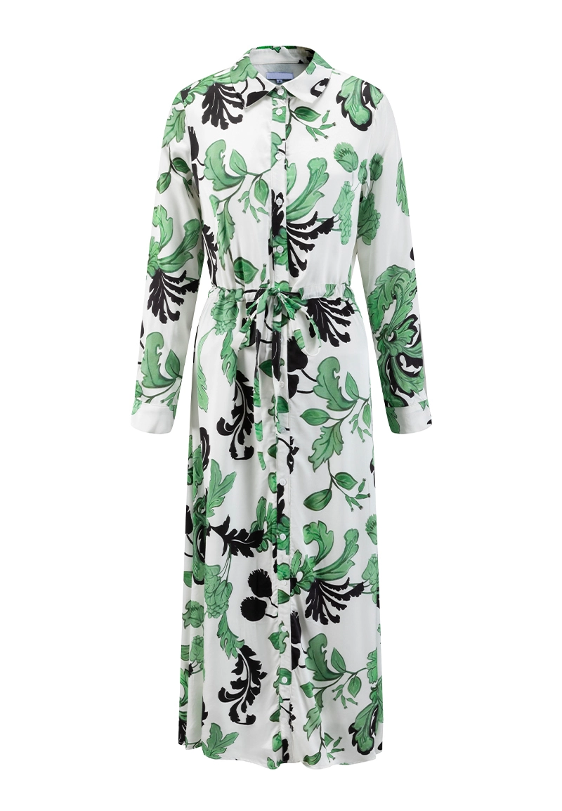 Long-Sleeve Ankle-Length Botanical Shirt Casual Dress Vepeen Apparel 1