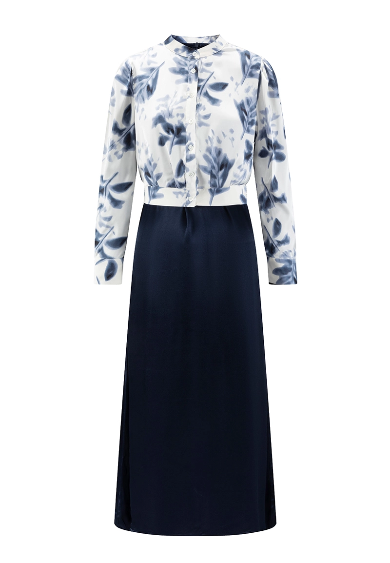 Abito midi a due pezzi con stampa floreale effetto inchiostro per donna, marca Vepeen Apparel 1