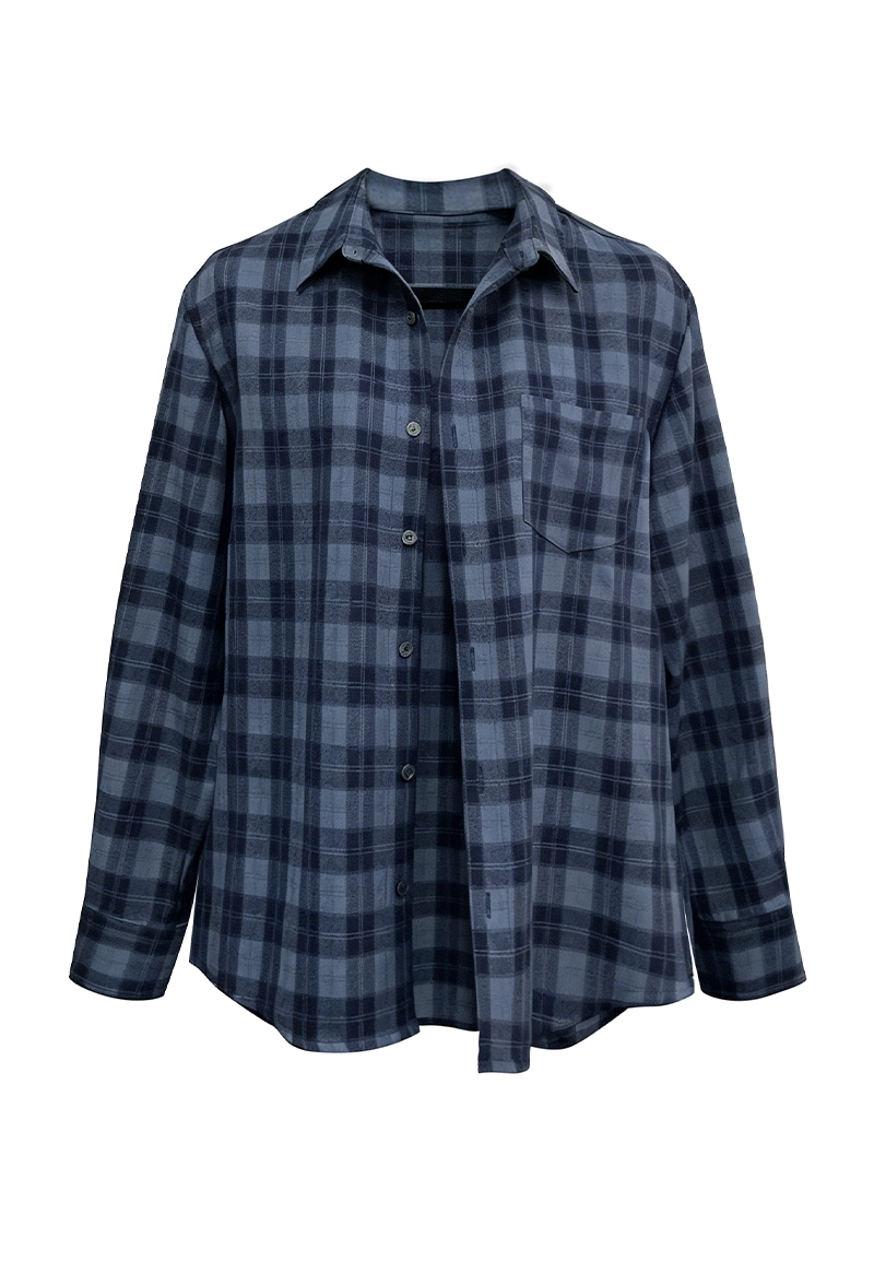 Classic Blue Plaid Button Down Shirt Soft Woven Fabric, Office & Daily Wear Vepeen Apparel 1