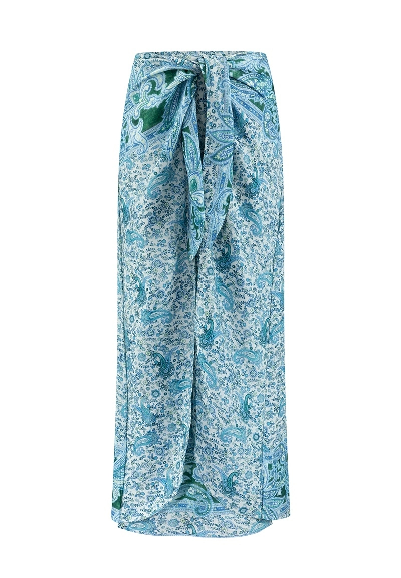 Women's Tie-Waist Button-Down Paisley Print Wrap Maxi Skirt Vepeen Apparel 1