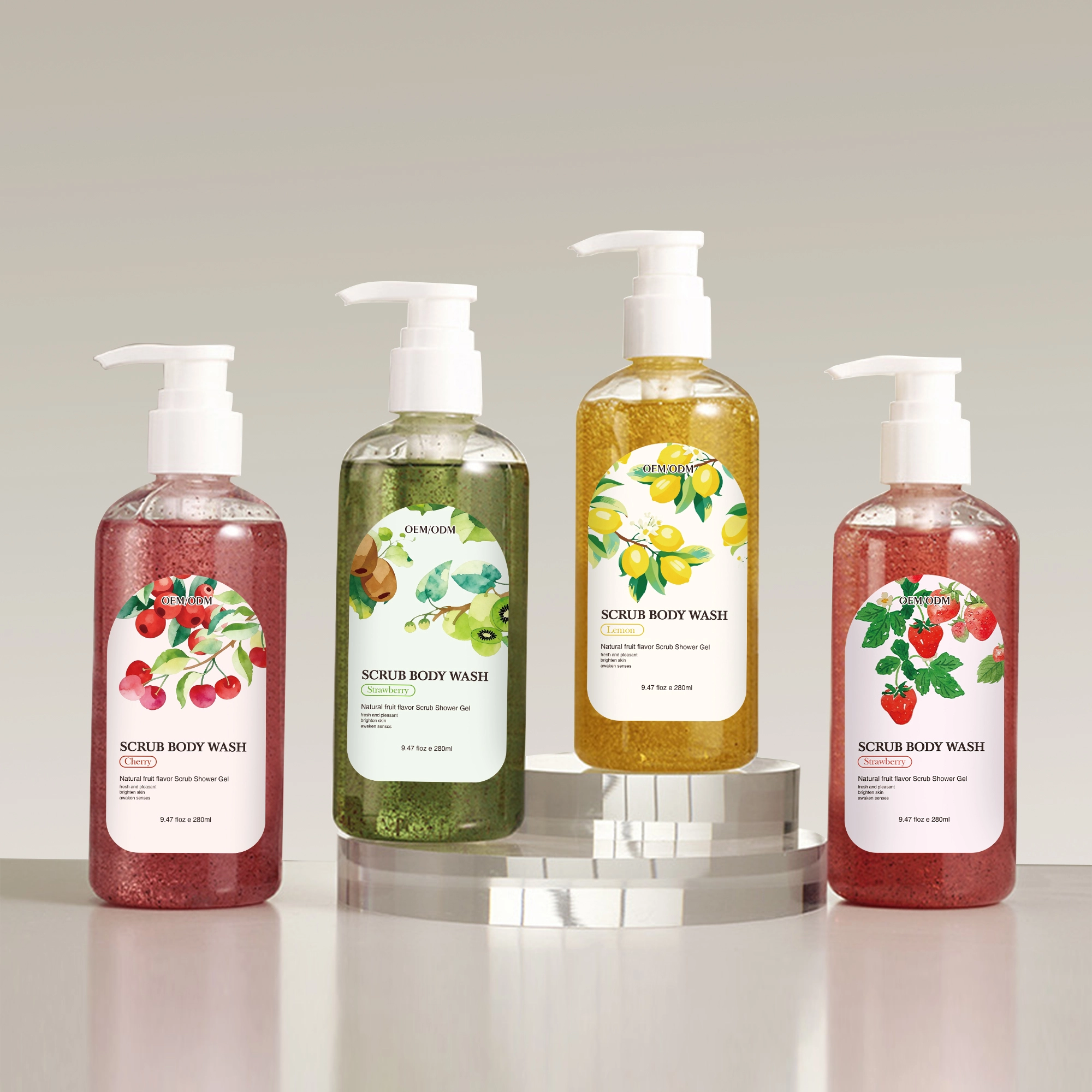 Hot Selling Fruits Body Wash Gentle Scrub Body Cleanser Whitening Bath Fruits Fragrance Shower Gel 1