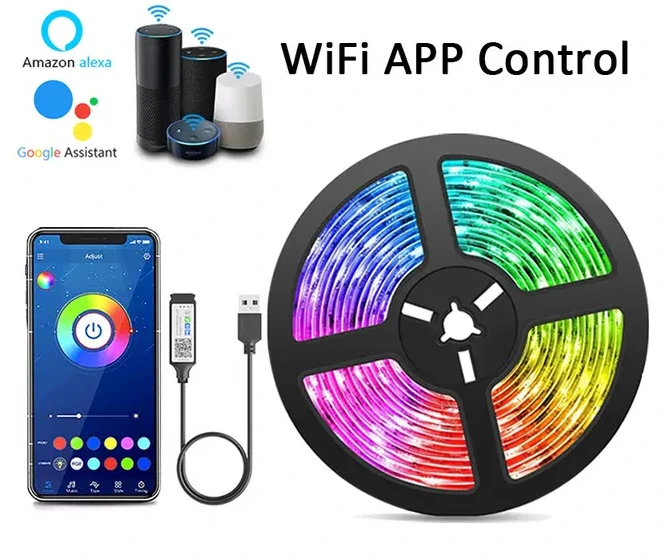 Sehon 5V Low Voltage Wifi Smart RGB LED Strip Set RGB Music Light With USB Voice Bluetooth Control Waterproof 1