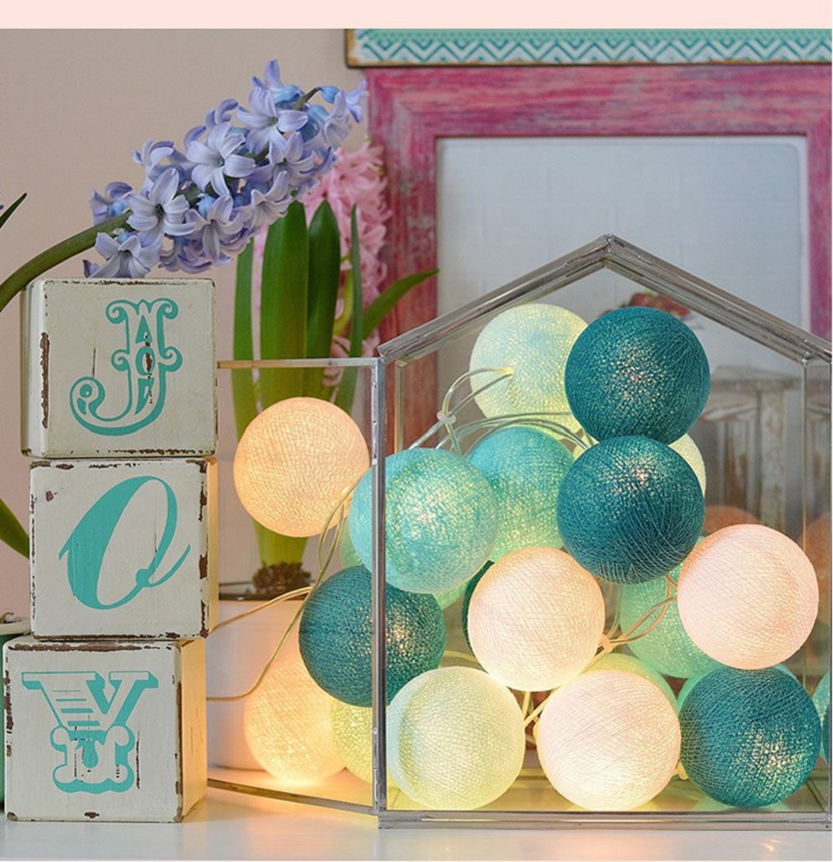 Cotton ball led string light with distance AA battery