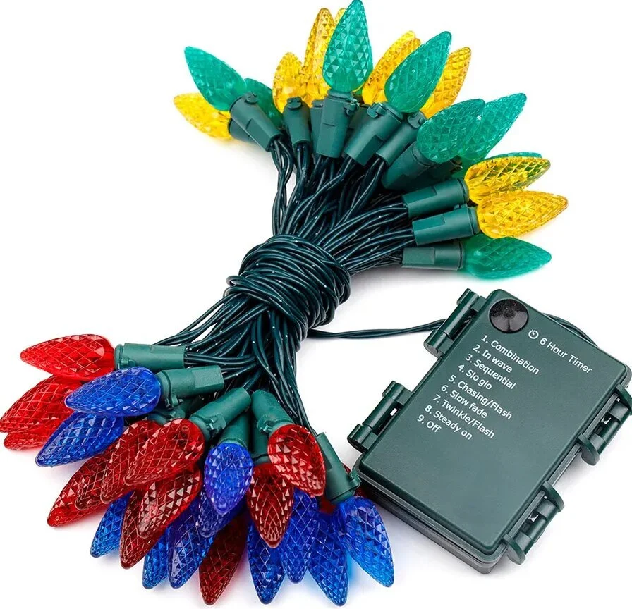 C6/C7/C9 Led Christmas Lights String Powered Outdoor Indoor Strawberry Fairy Light for Yard Party Home Deco 1