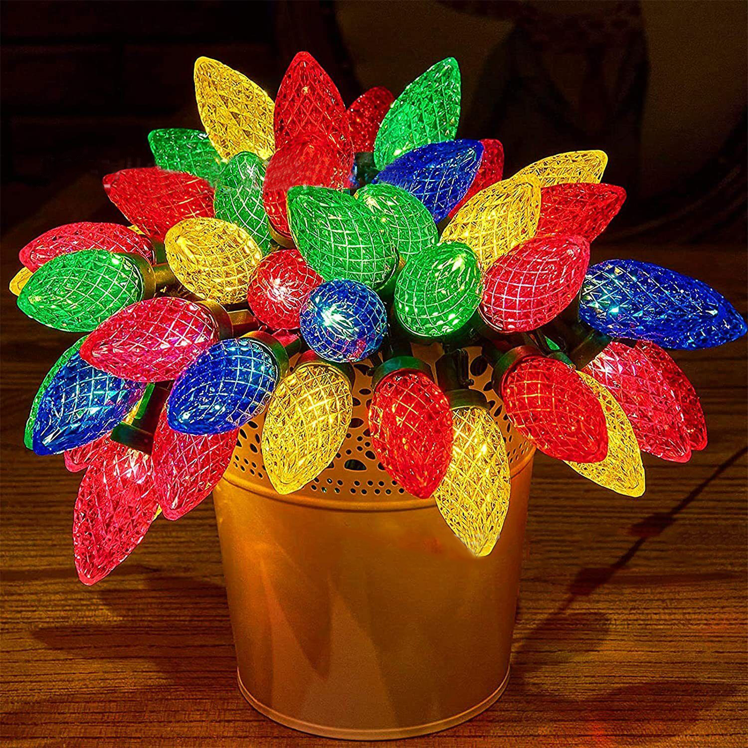 C6/C7/C9 Led Christmas Lights String Powered Outdoor Indoor Strawberry Fairy Light for Yard Party Home Deco