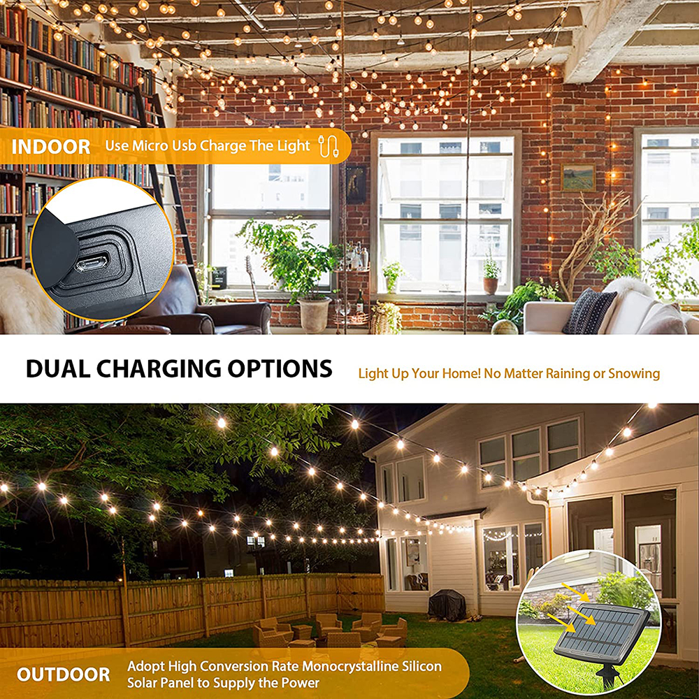 Garden Decor Street Lamp remote control Christmas G40 String Garland Led Lamp Outdoor Solar Light