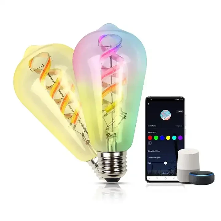 RGB ST64 smart bulb with wifi and voice/remote control 1
