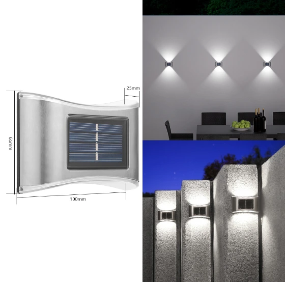 Solar Wall Light Waterproof Upward/Downward Lighting Decorative Fence Lamp 1