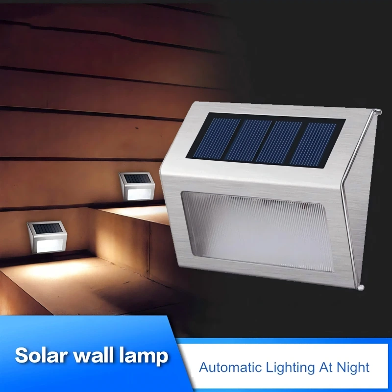 Outdoor Waterproof Stainless Steel LED Solar Wall Light For Path Stair Garden 1