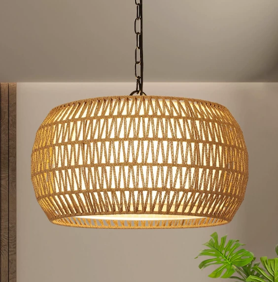 Hand-woven Hemp Rope Pendant Light for Bedroom & Living Room 1