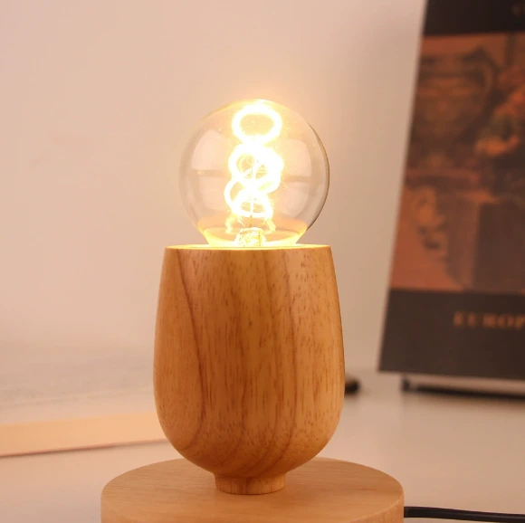 Neutral box packaging Wooden table lamp base Wooden LED direct-plug socket Lighting accessories E27 1