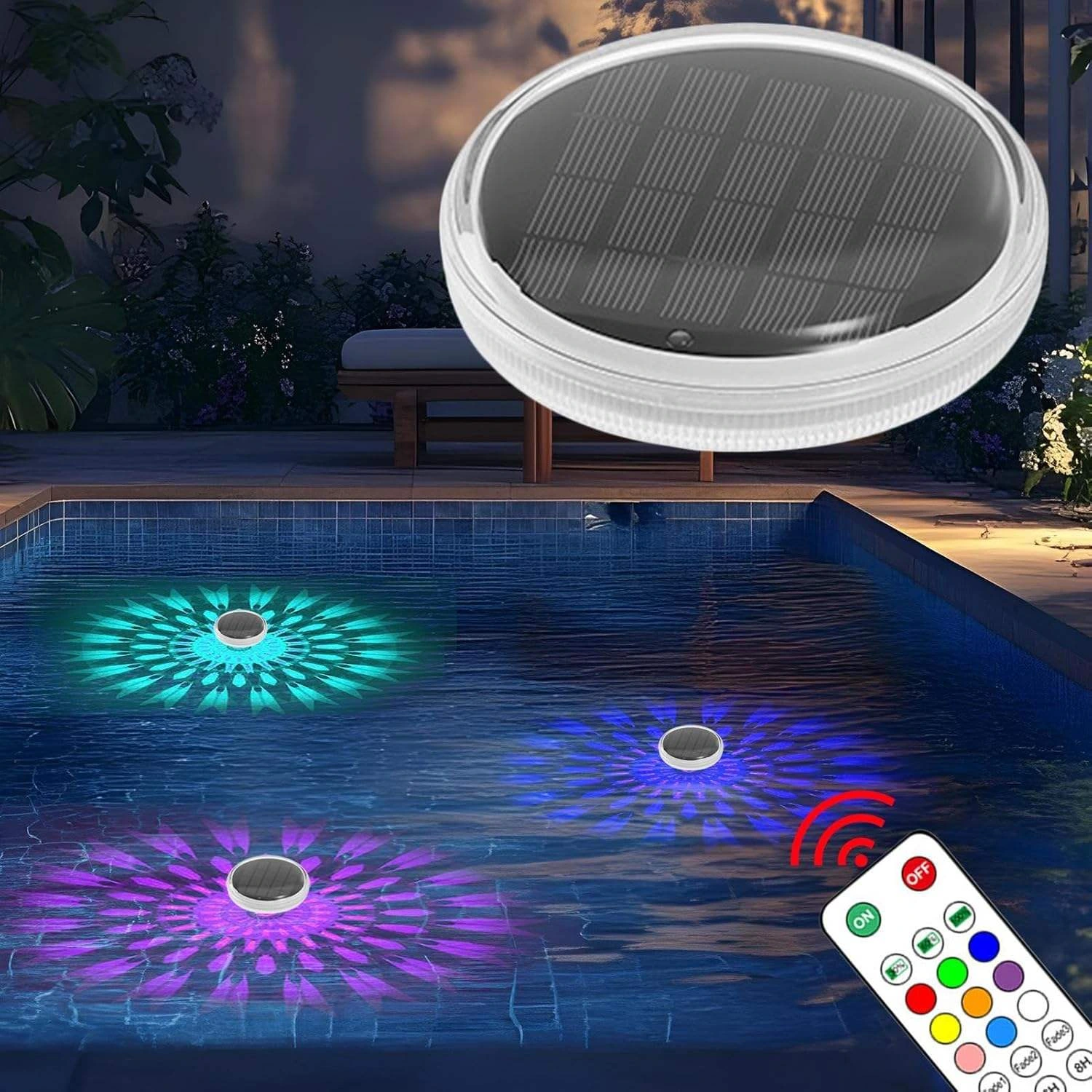 Solar-Powered Floating Street Lamps Rainbow RGB Pool & Bathtub Light-Up Floating Night Lights 1