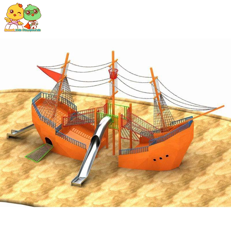 Amusement park playground wooden children play house slide with factory price SKP-1808005 1