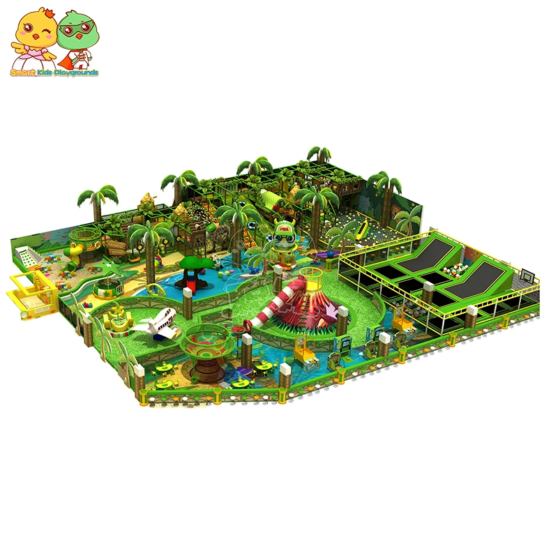 CE Approved Jungle Theme Kids Amusement Park Soft Play Indoor Trampoline Park SKP 1