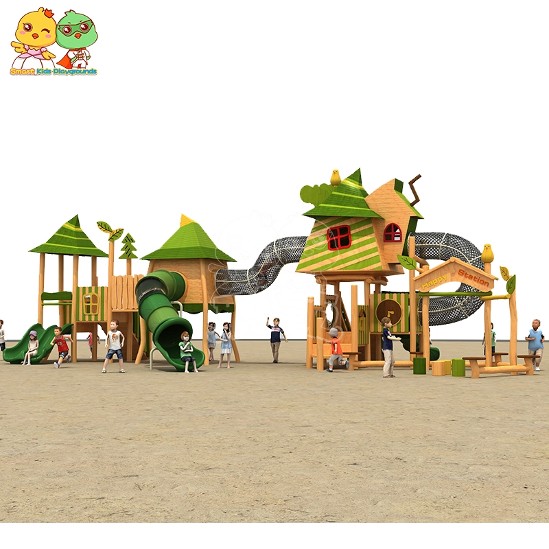 Outdoor slide playground equipment wooden theme slide 1