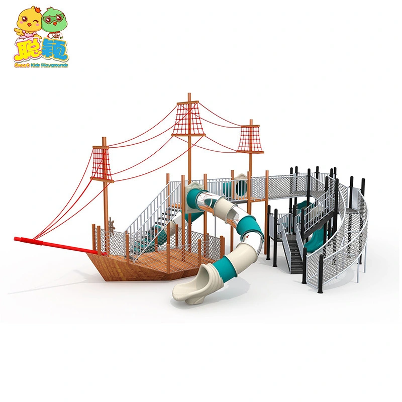 Customized Theme Durable Wooden Outdoor Playground Equipment Slide With Swing Sets 1