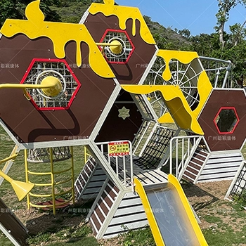 Playful kids PE board playground equipment outdoor custom kids honeycomb slide for park 1