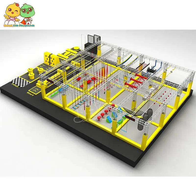 Yellow theme kids indoor rope play equipment case professional indoor physical training  50 - 99 Squar 1