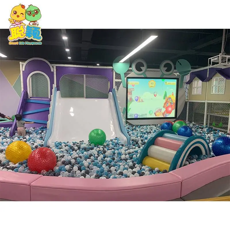 Funny Projector Big Ball Pool Soft Play Plastic Slide Indoor Playground For Kids 1