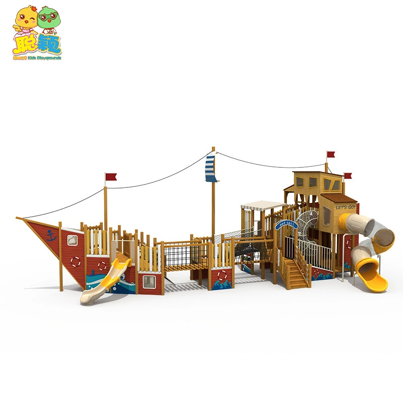Natural Wood High Quality Kids Park Outdoor Playground Equipment Slide 1