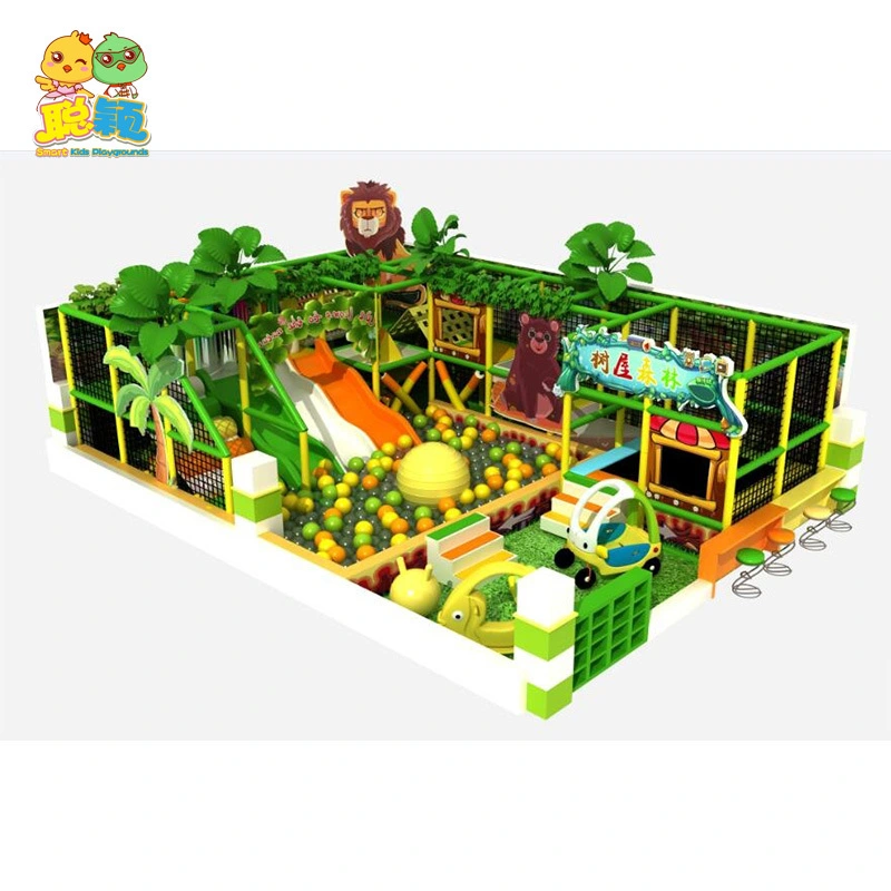 Funny Kids Soft Play Trampoline Indoor Playground With Climbing Wall 1