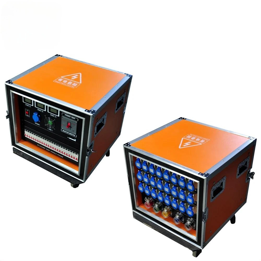 24-Port Waterproof Patch Through Box with 25A 4KW Breaker & 3-Phase Industrial Plugs 1