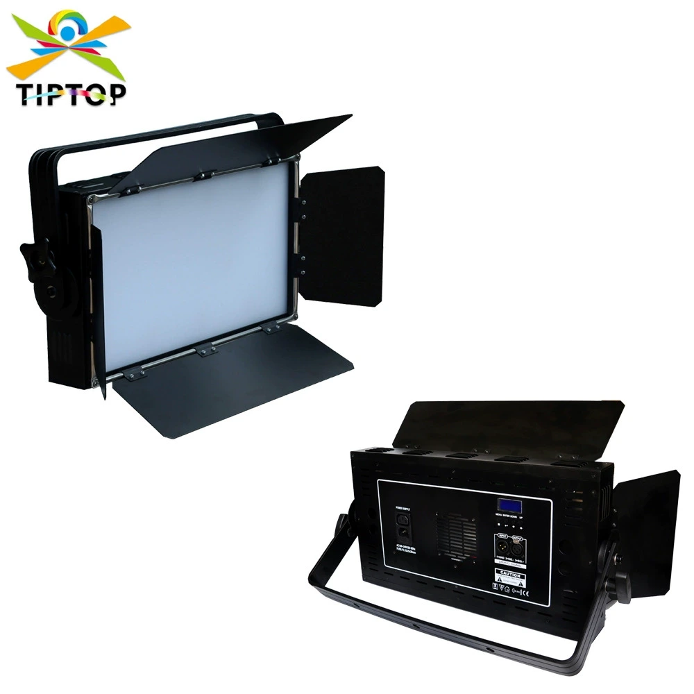 Плоский сценический светильник DMX мощностью 150 Вт — 360 ярких SMD-светодиодов, бесшумная безвентиляторная конструкция с шторками для студийной видеосъемки. 1