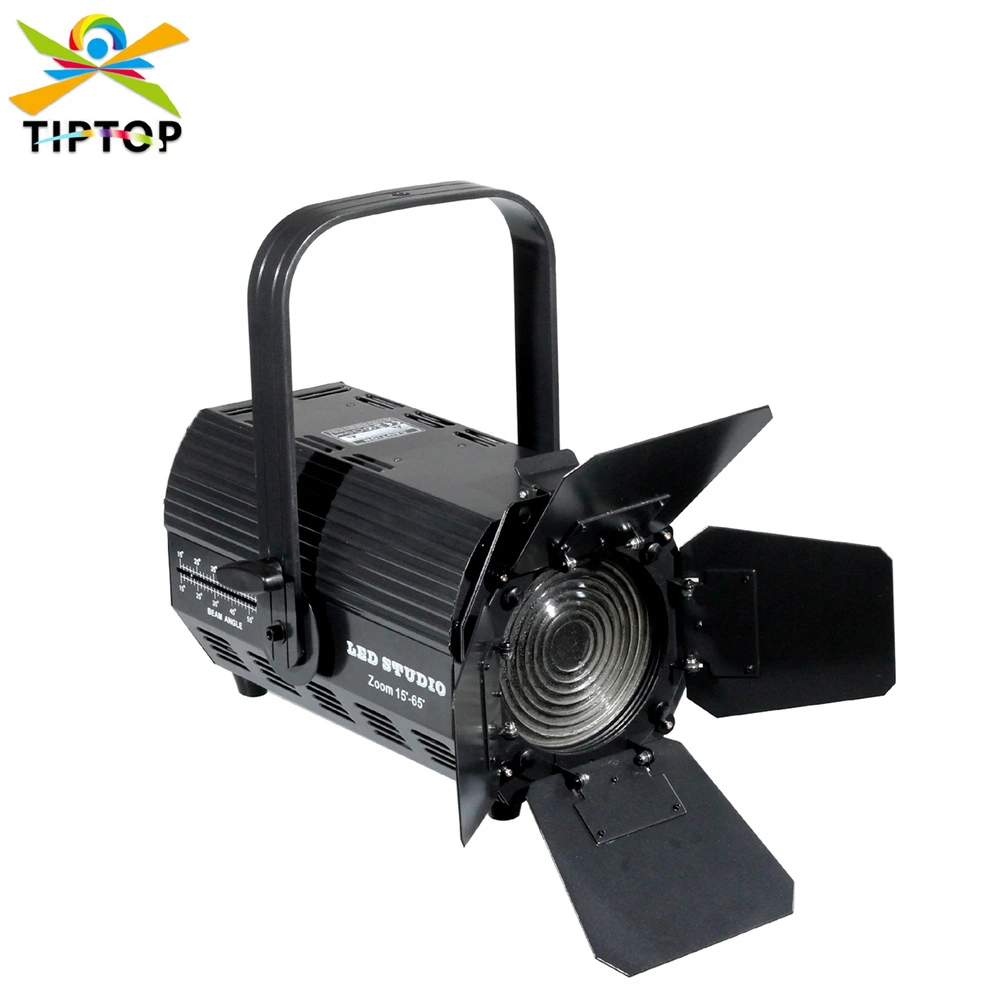 Refletor Fresnel LED bicolor de 200W com zoom de foco e aletas direcionadoras, iluminação profissional para fotografia, cinema e TV. 1