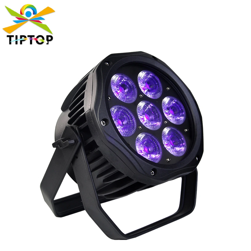 Refletor PAR UV LED profissional 7x12W, silencioso, em alumínio fundido, para palcos com efeito de luz negra. 1
