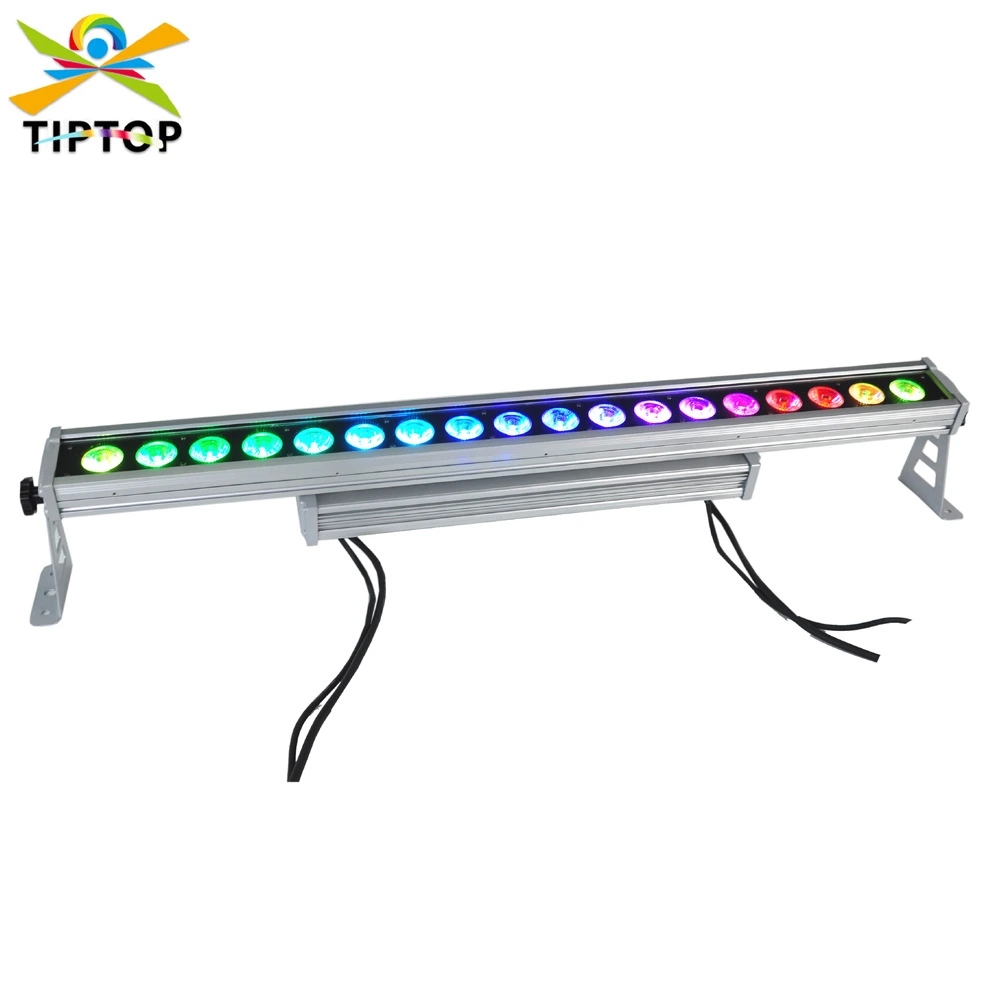 Conjunto de 18 luzes de parede externas à prova d'água com pixels, 4/5/6 cores, corpo prateado, DMX, ativação automática, ativação por som e efeito de perseguição. 1