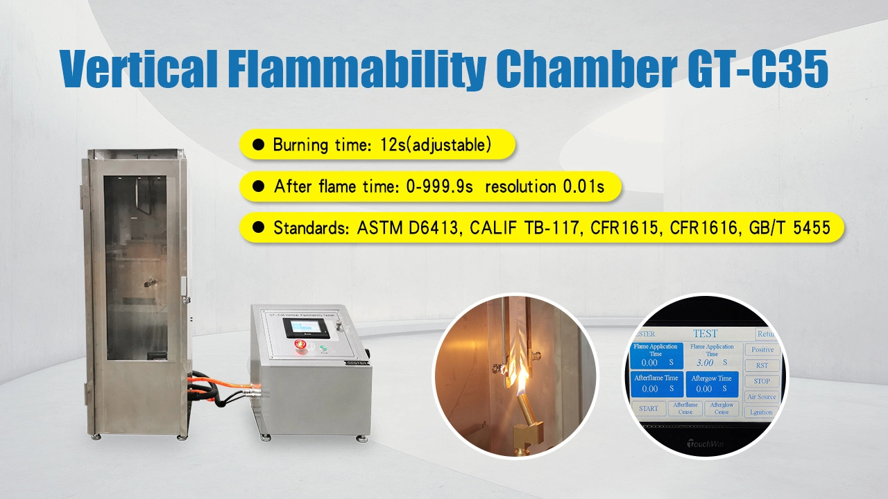 ASTM D6413 Vertical Flammability Test Chamber GT-C35A 1
