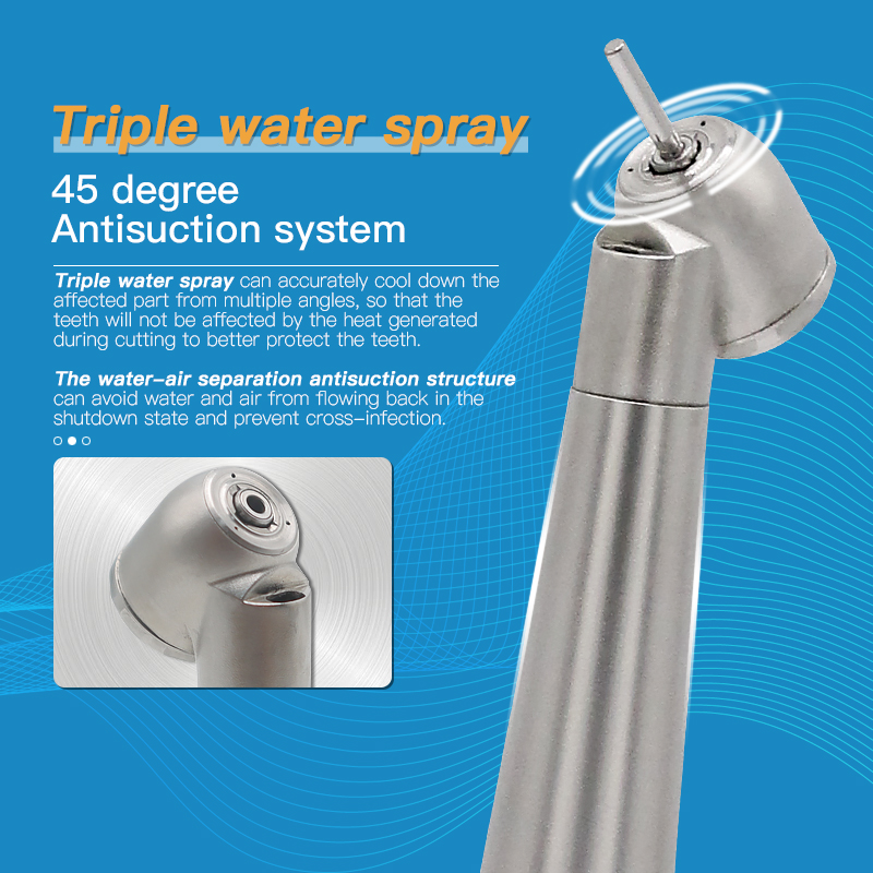 HSTH-AIR-18KK 304 Stainless Steel Dental 45 Degree Led High Speed Handpiece 3