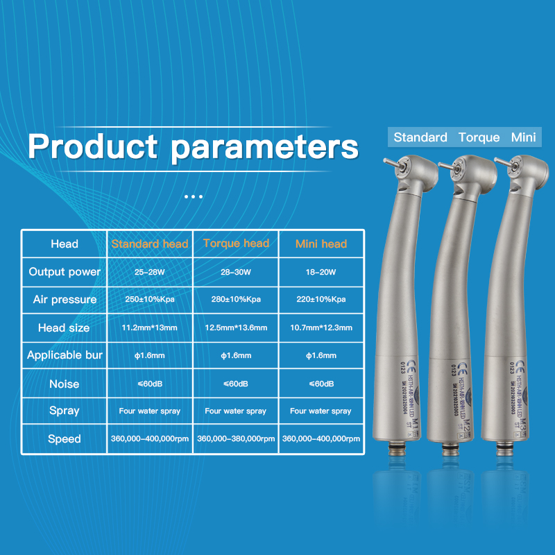 Dental High Speed Turbine LED Fiber Optic Handpieces with N Type Quick Coupling 6
