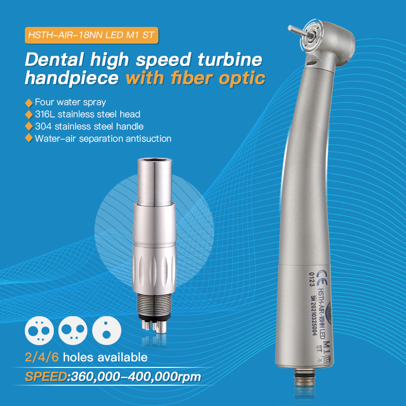 Dental High Speed Turbine LED Fiber Optic Handpieces with N Type Quick Coupling 2
