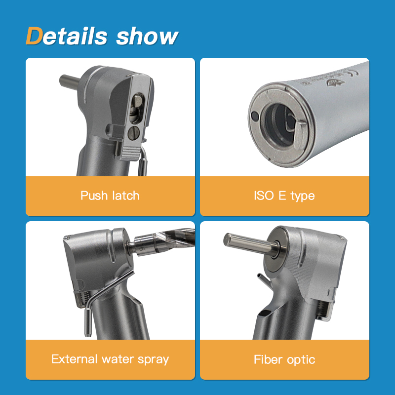 Dental Implant Motor LED Handpiece 20:1 Optical Contra Angle Slow Speed Reduction Handpiece External Spray 3