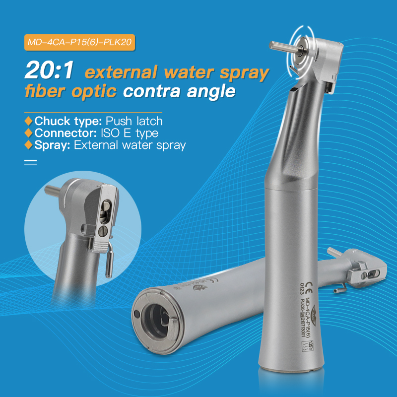 Dental Implant Motor LED Handpiece 20:1 Optical Contra Angle Slow Speed Reduction Handpiece External Spray 2