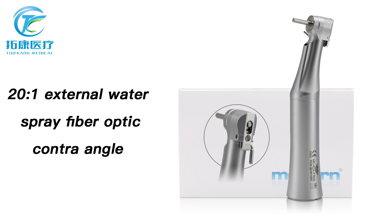 Dental Implant Motor LED Handpiece 20:1 Optical Contra Angle Slow Speed Reduction Handpiece External Spray 1