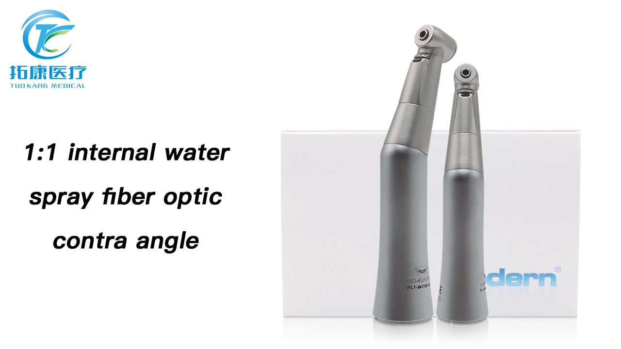 Modern 1:1 Fiber Optic Contra Angle Dental Low Speed Electric Handpiece With LED Push Button/ Push Latch Head 1