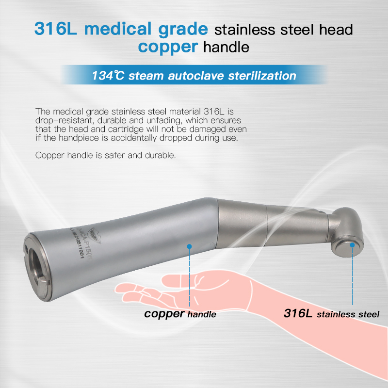 Modern 1:1 Fiber Optic Contra Angle Dental Low Speed Electric Handpiece With LED Push Button/ Push Latch Head 5