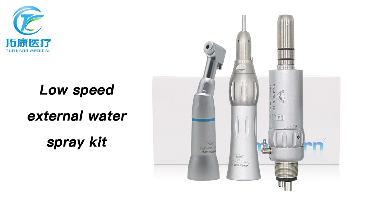 Dental Low Speed Handpiece 1:1 Contra Angle External Spray Air Motor Kit Direct Drive Micromotor Handpiece Polisher 1