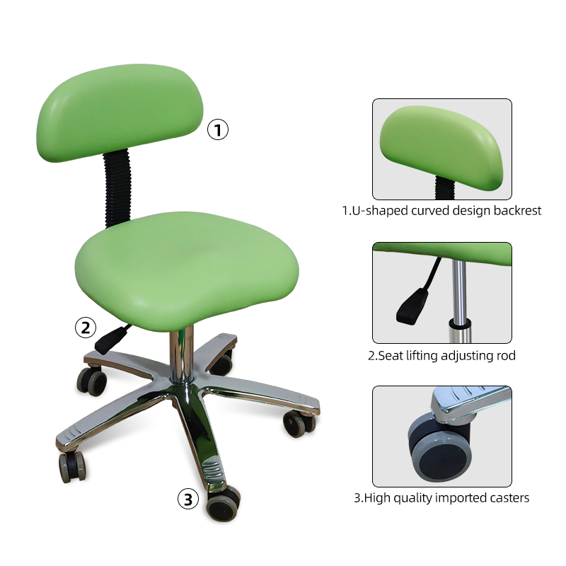 TKDS-010 Dentist Assistant Stool U-Shaped Curved Design Backrest Dentist Chair -TK Dental 11