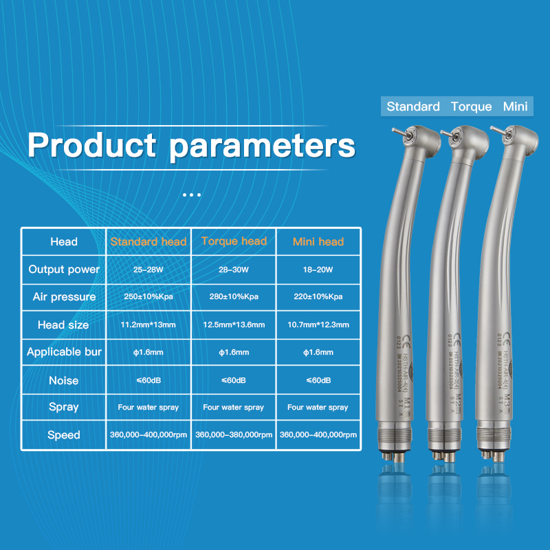 Dental Mini Standard Torque Head Stainless Steel Airotor Turbina High Speed Surgical Handpieces 6
