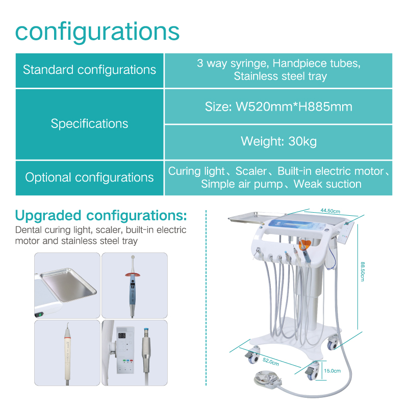 New Design Tuo Kang TKM-003 Lifting Model Dental Mobile Trolley Portable Dental Unit Cart 7