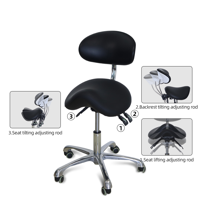TKDS-004 Tuo Kang Ergonomically Designed Saddle Shaped Cushion Dentist Stool Manufacturer 4