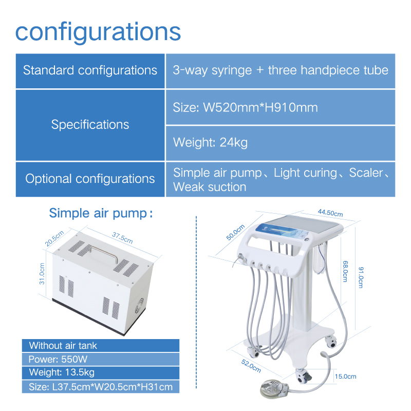 Tuokang TKM-001 Aluminum Pillar Mobile Dental Units Trolley Portable Dental Cart Unit 7